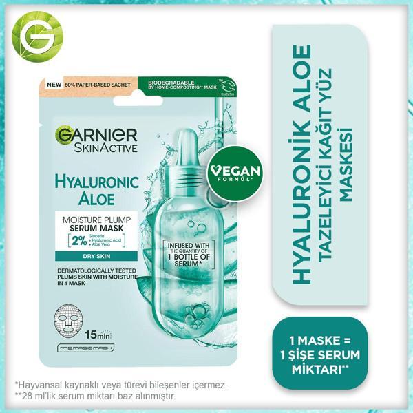 Garnier Hyaluronik Aloe Tazeleyici Kağıt Yüz Maskesi - Image 1