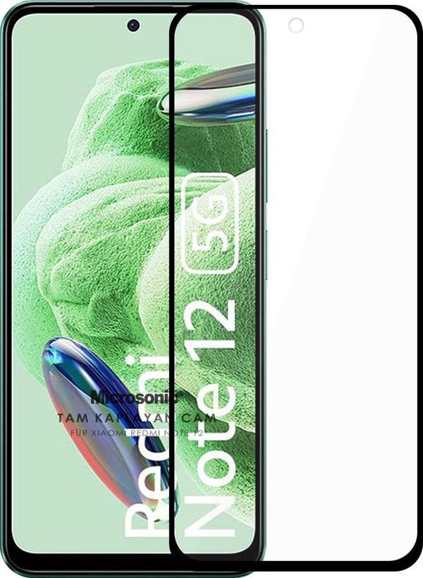 Microsonic Xiaomi Redmi Note 12 Tam Kaplayan Temperli Cam Ekran Koruyucu Siyah - Image 1