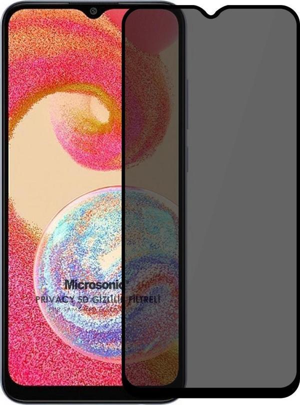 Microsonic Samsung Galaxy A04e Privacy 5D Gizlilik Filtreli Cam Ekran Koruyucu Siyah - Image 1
