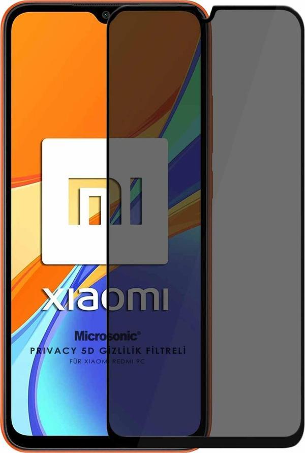 Microsonic Xiaomi Redmi 10A Privacy 5D Gizlilik Filtreli Cam Ekran Koruyucu Siyah - Image 1