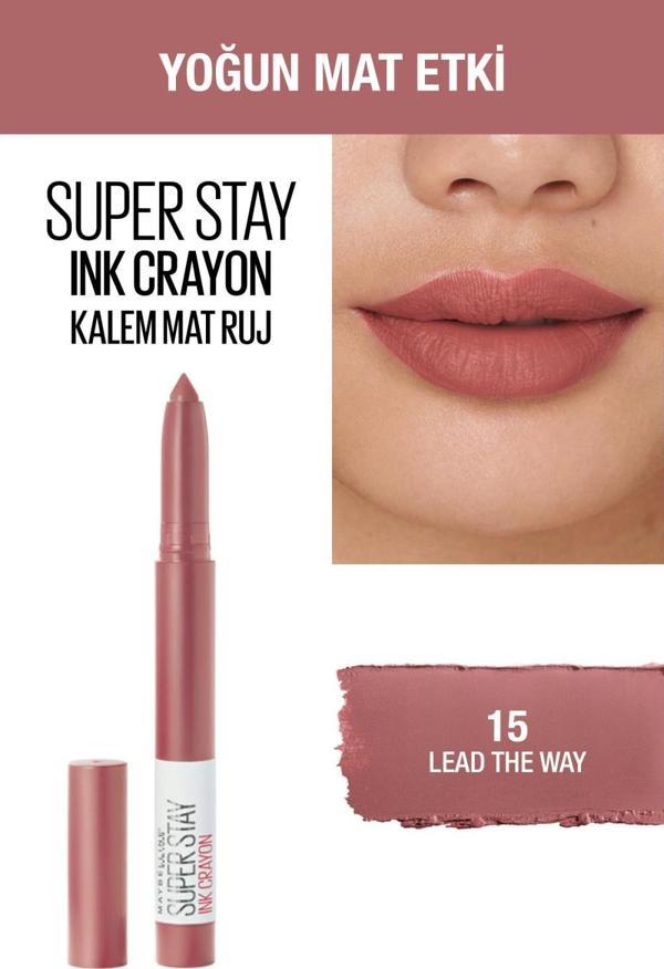Maybelline New York Super Stay Ink Crayon Kalem Mat Ruj - 15 Lead the Way - Image 1