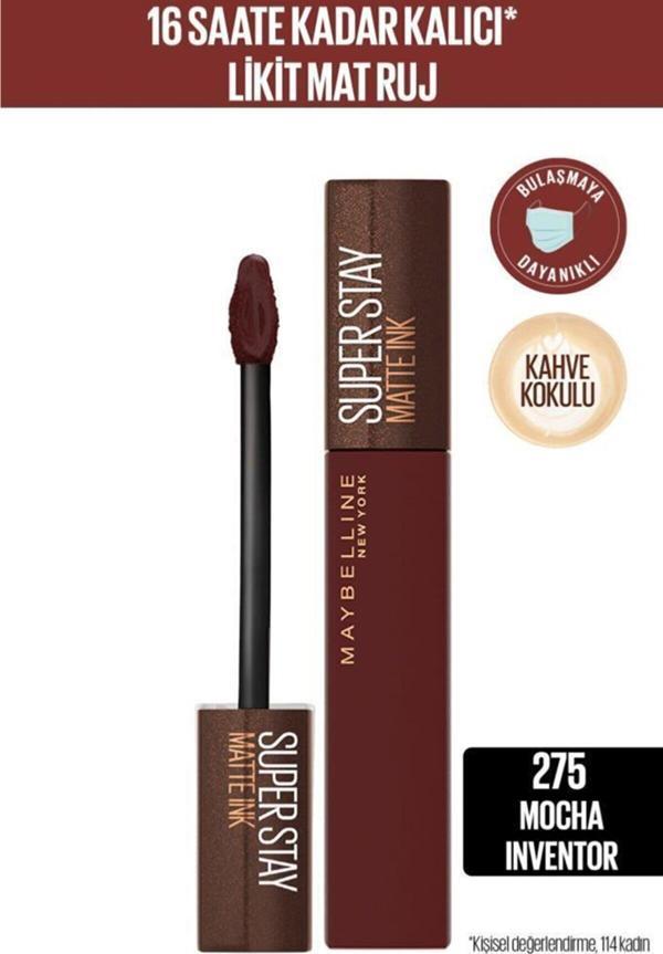Maybelline New York Mocha Inventor Super Stay Matte Ink Likit Mat Ruj - 275  - Image 1