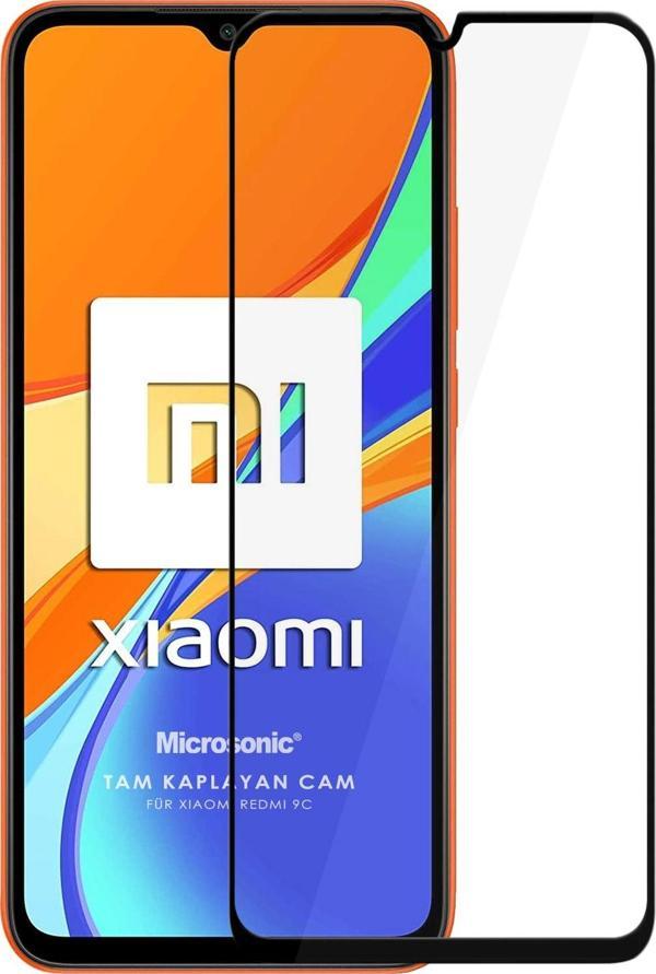 Microsonic Xiaomi Redmi 10A Tam Kaplayan Temperli Cam Ekran Koruyucu Siyah - Image 1