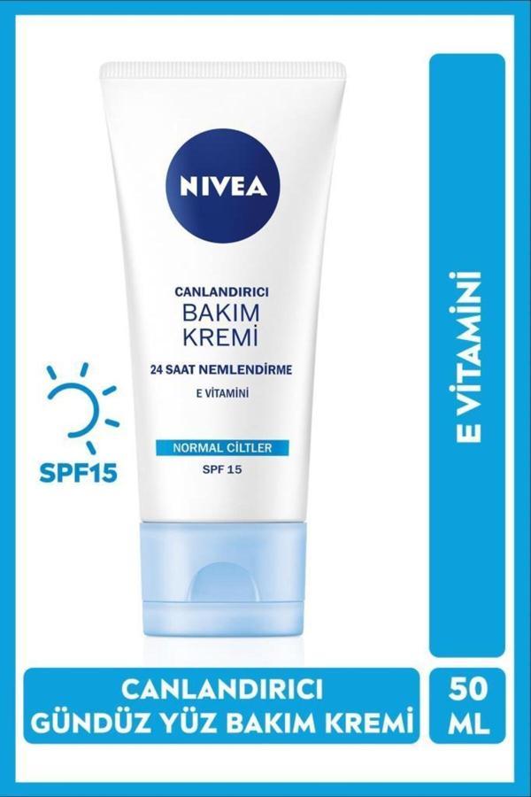 Canlandırıcı Gündüz Yüz Bakım Kremi 50ml, SPF15, 24 Saat Nemlendirici, Normal Cilt, E Vitamini - Image 1