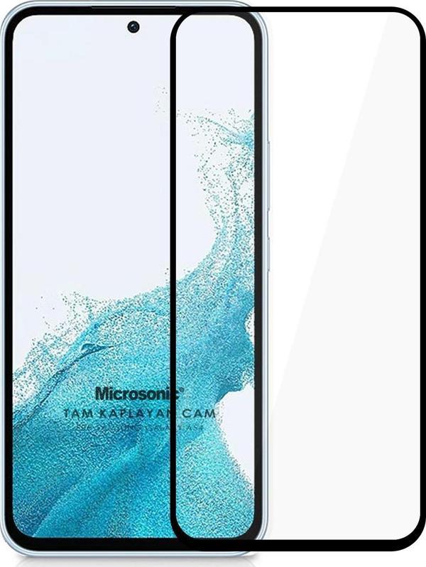 Microsonic Samsung Galaxy A54 Tam Kaplayan Temperli Cam Ekran Koruyucu Siyah - Image 1