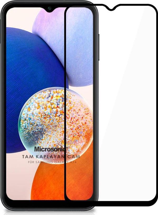 Microsonic Samsung Galaxy A14 Tam Kaplayan Temperli Cam Ekran Koruyucu Siyah - Image 1