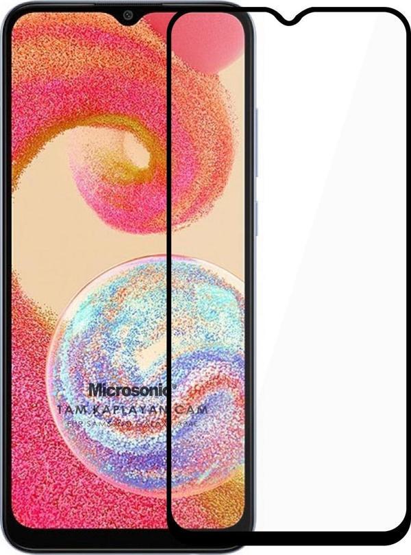 Microsonic Samsung Galaxy A04e Tam Kaplayan Temperli Cam Ekran Koruyucu Siyah - Image 1