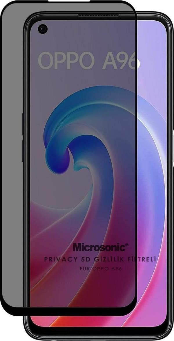 Microsonic Oppo A76 Privacy 5D Gizlilik Filtreli Cam Ekran Koruyucu Siyah - Image 1