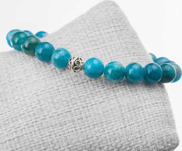 Taşta Moda Apatit Taşı Gümüş Bileklik-8 Mm - Image 1