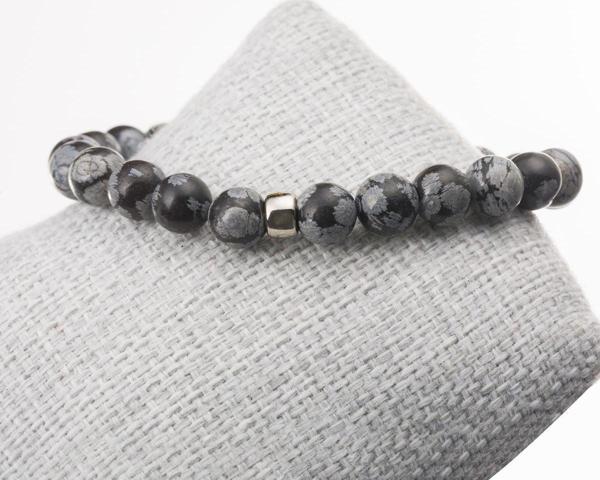 Taşta Moda Karlı Obsidyen Taşı Bileklik-8 Mm - Image 1