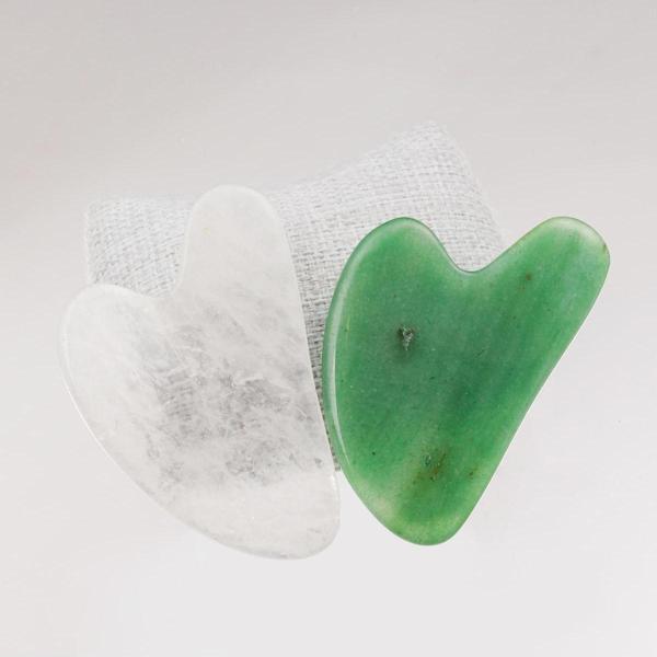 Taşta Moda Kristal Kuvars Ve Aventurin Taşı Yüz Masaj Aleti Seti-Gua Sha - Image 1