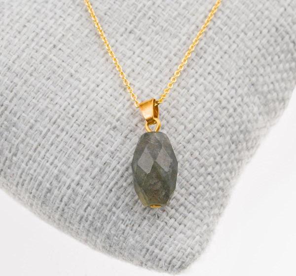 Taşta Moda Labradorit Taşı Kolye-Gold Renk - Image 1