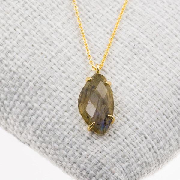 Taşta Moda Labradorit Taşı Kolye-Gold Renk - Image 1