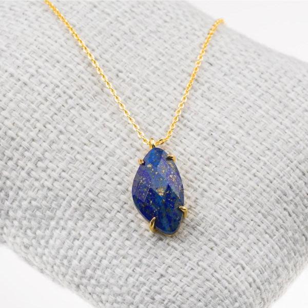 Taşta Moda Lapis Lazuli Taşı Kolye-Gold Renk - Image 1