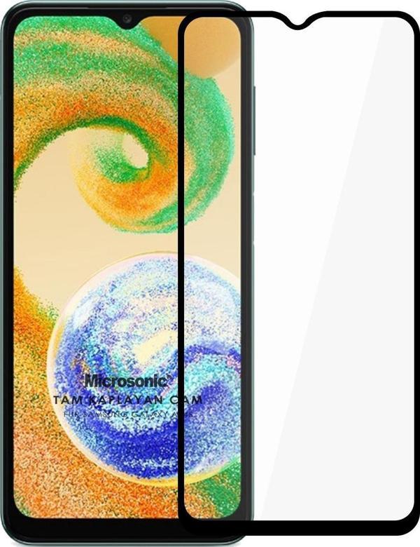 Microsonic Samsung Galaxy A04S Tam Kaplayan Temperli Cam Ekran Koruyucu Siyah - Image 1