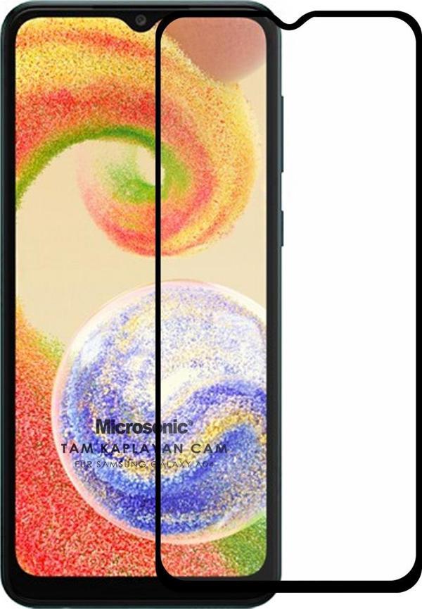 Microsonic Samsung Galaxy A04 Tam Kaplayan Temperli Cam Ekran Koruyucu Siyah - Image 1