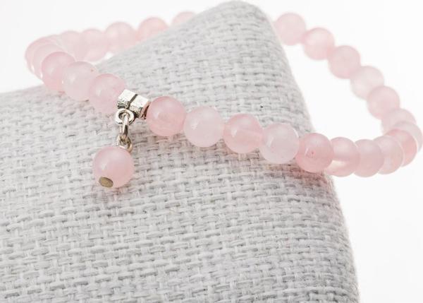 Taşta Moda Pembe Kuvars Taşı Bileklik-6 Mm - Image 1