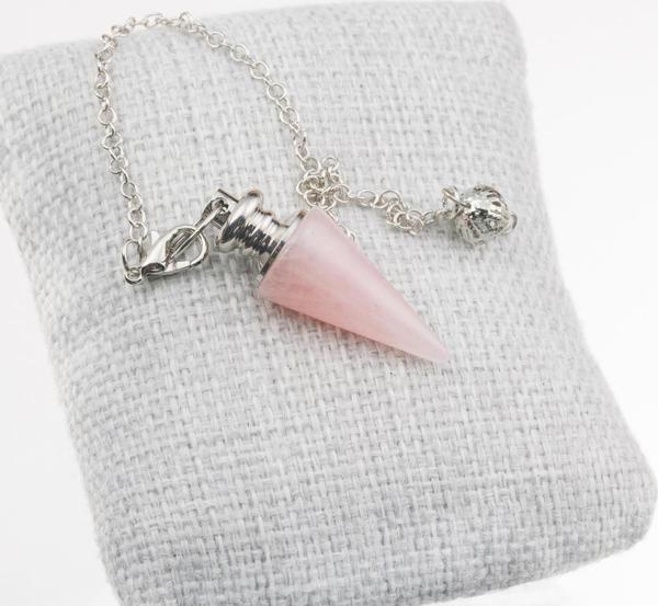 Taşta Moda Pembe Kuvars Taşı Konik Pandül-Sarkaç - Image 1