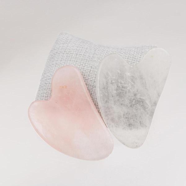 Taşta Moda Pembe Ve Kristal Kuvars Yüz Masaj Aleti Seti-Gua Sha - Image 1