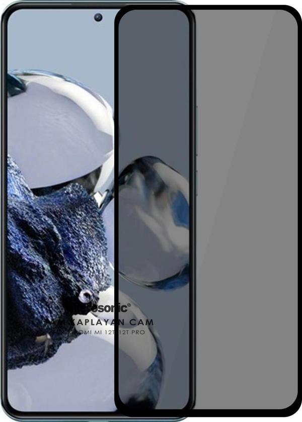 Microsonic Xiaomi Mi 12T Privacy 5D Gizlilik Filtreli Cam Ekran Koruyucu Siyah - Image 1