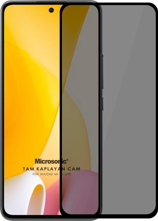Microsonic Xiaomi Mi 12 Lite Privacy 5D Gizlilik Filtreli Cam Ekran Koruyucu Siyah - Image 1