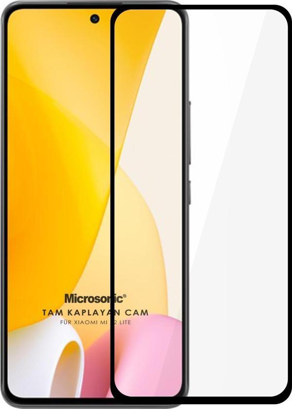 Microsonic Xiaomi Mi 12 Lite Tam Kaplayan Temperli Cam Ekran Koruyucu Siyah - Image 1