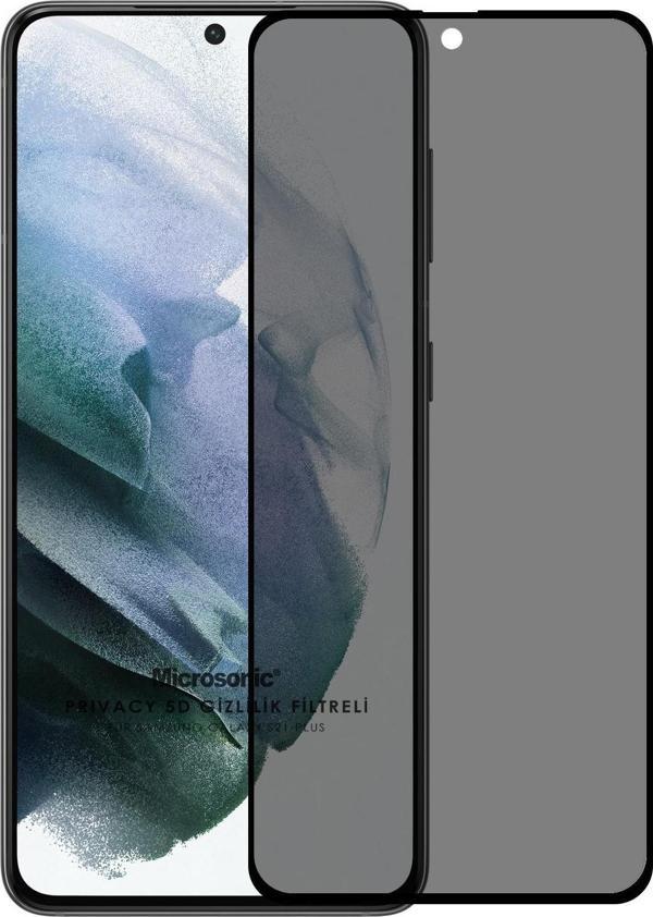 Microsonic Samsung Galaxy S21 Plus Privacy 5D Gizlilik Filtreli Cam Ekran Koruyucu Siyah - Image 1