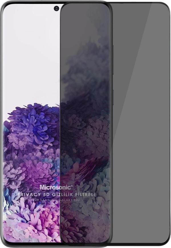 Microsonic Samsung Galaxy S20 Plus Privacy 5D Gizlilik Filtreli Cam Ekran Koruyucu Siyah - Image 1