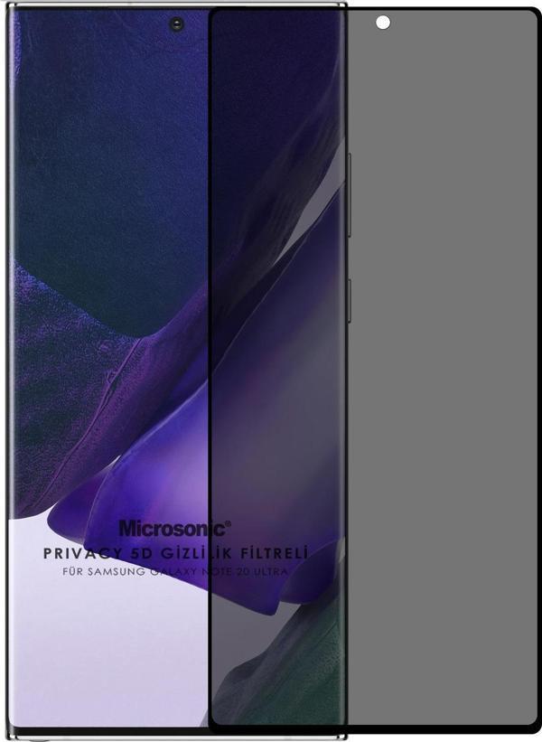 Microsonic Samsung Galaxy Note 20 Ultra Privacy 5D Gizlilik Filtreli Cam Ekran Koruyucu Siyah - Image 1