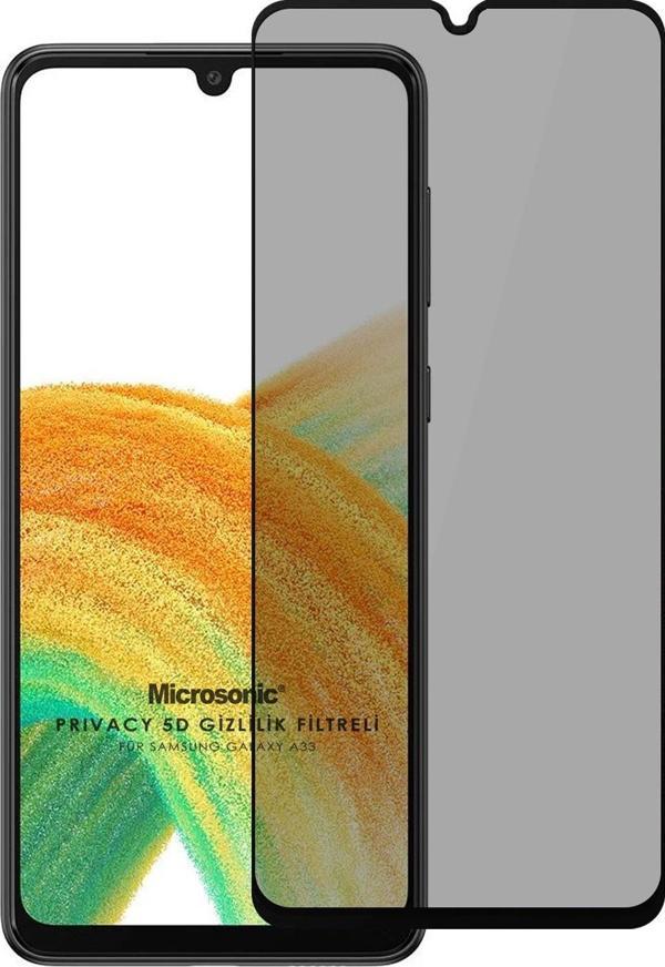 Microsonic Samsung Galaxy A33 5G Privacy 5D Gizlilik Filtreli Cam Ekran Koruyucu Siyah - Image 1