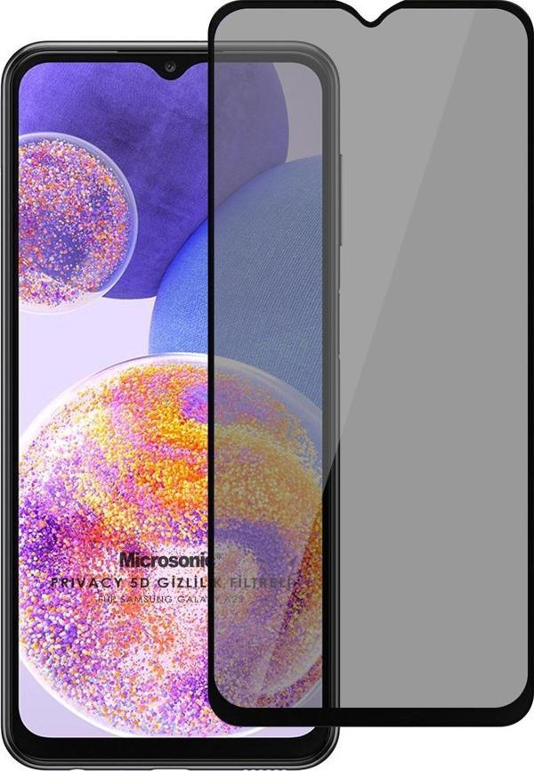 Microsonic Samsung Galaxy A23 Privacy 5D Gizlilik Filtreli Cam Ekran Koruyucu Siyah - Image 1