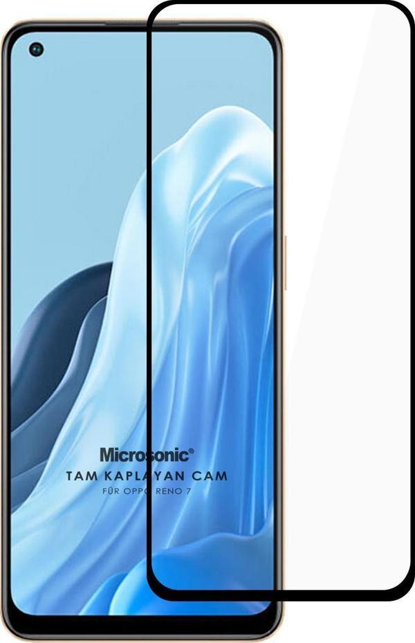 Microsonic Oppo Reno 7 4G Tam Kaplayan Temperli Cam Ekran Koruyucu Siyah - Image 1