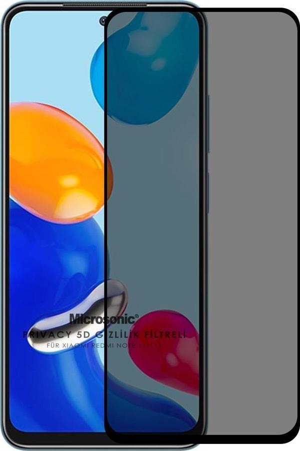 Microsonic Xiaomi Redmi Note 11 Privacy 5D Gizlilik Filtreli Cam Ekran Koruyucu Siyah - Image 1