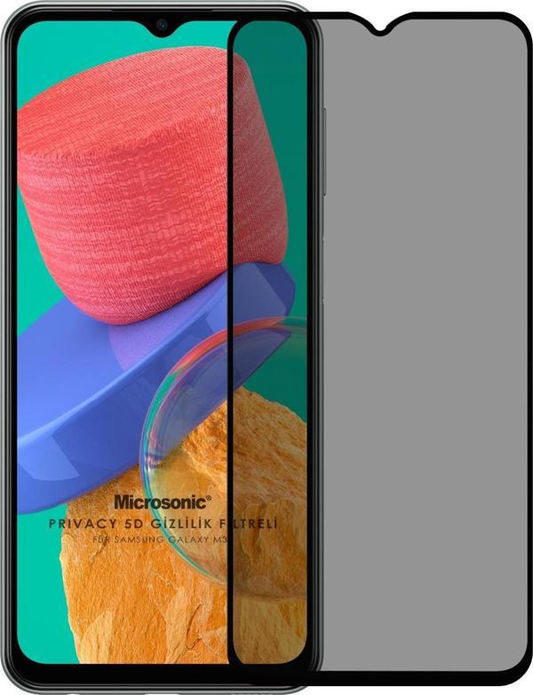 Microsonic Samsung Galaxy M33 Privacy 5D Gizlilik Filtreli Cam Ekran Koruyucu Siyah - Image 1