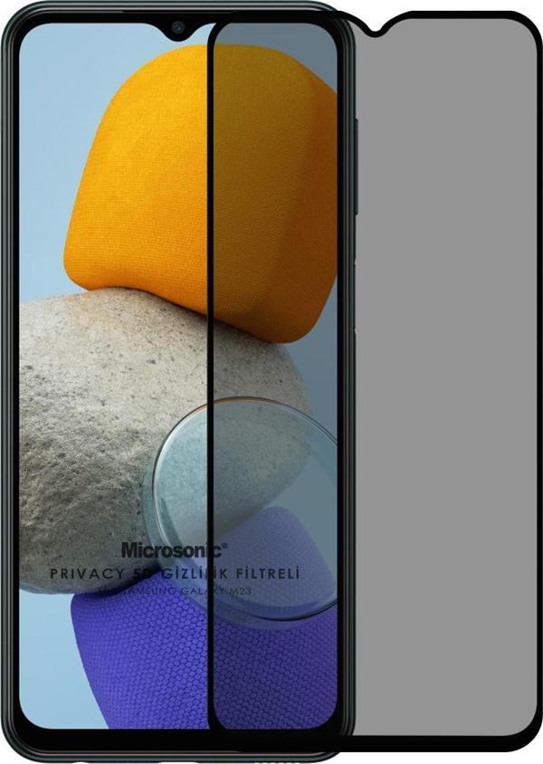 Microsonic Samsung Galaxy M23 Privacy 5D Gizlilik Filtreli Cam Ekran Koruyucu Siyah - Image 1