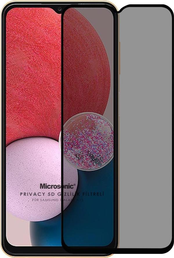 Microsonic Samsung Galaxy A13 4G Privacy 5D Gizlilik Filtreli Cam Ekran Koruyucu Siyah - Image 1