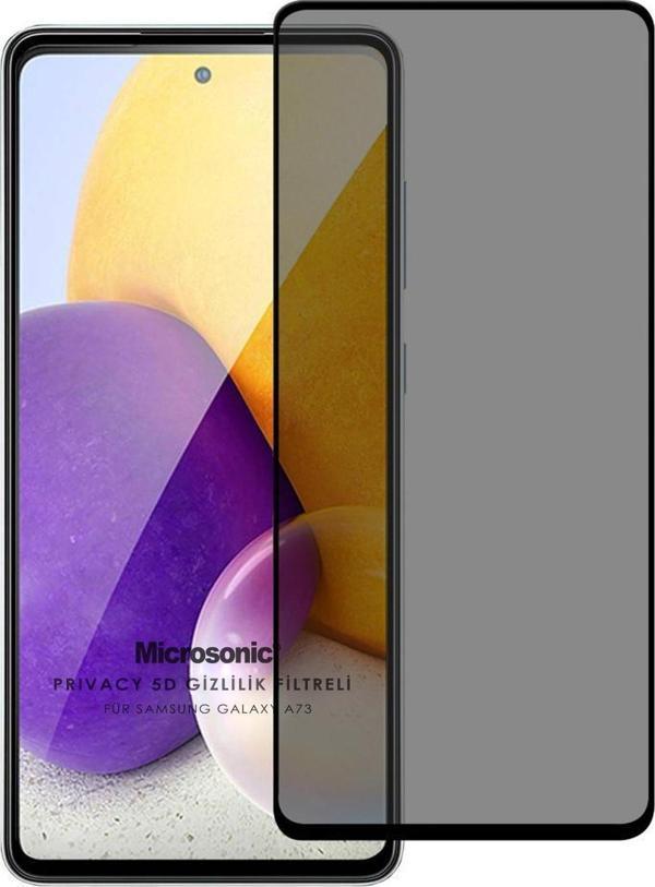 Microsonic Samsung Galaxy A73 5G Privacy 5D Gizlilik Filtreli Cam Ekran Koruyucu Siyah - Image 1