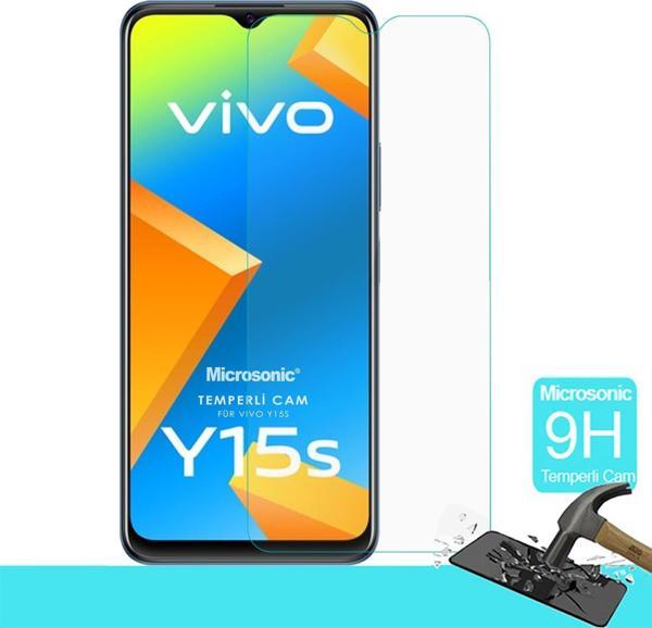 Microsonic Vivo Y15s Tempered Glass Cam Ekran Koruyucu - Image 1