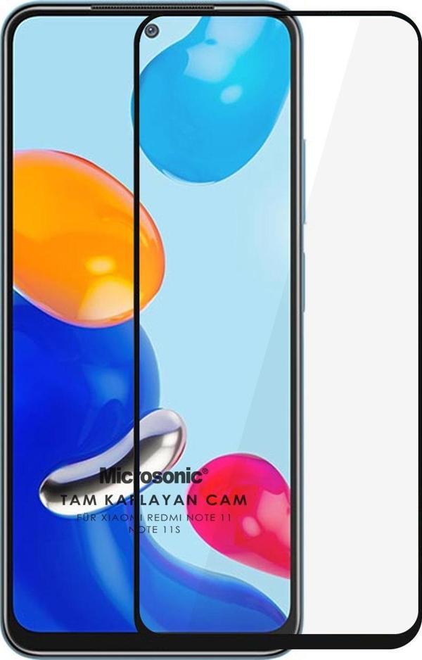 Microsonic Xiaomi Redmi Note 11S Tam Kaplayan Temperli Cam Ekran Koruyucu Siyah - Image 1