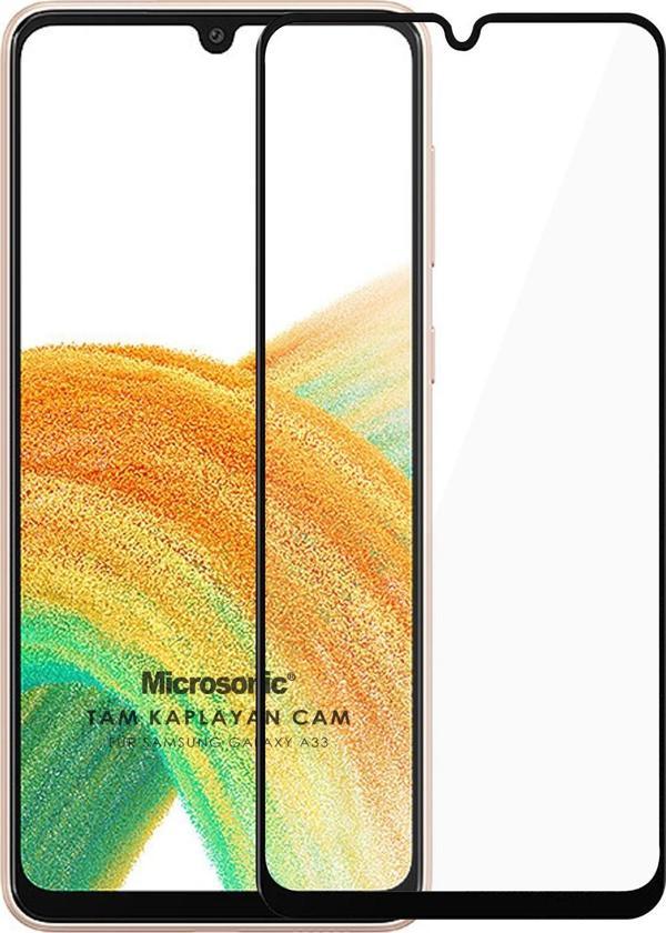 Microsonic Samsung Galaxy A33 5G Tam Kaplayan Temperli Cam Ekran Koruyucu Siyah - Image 1