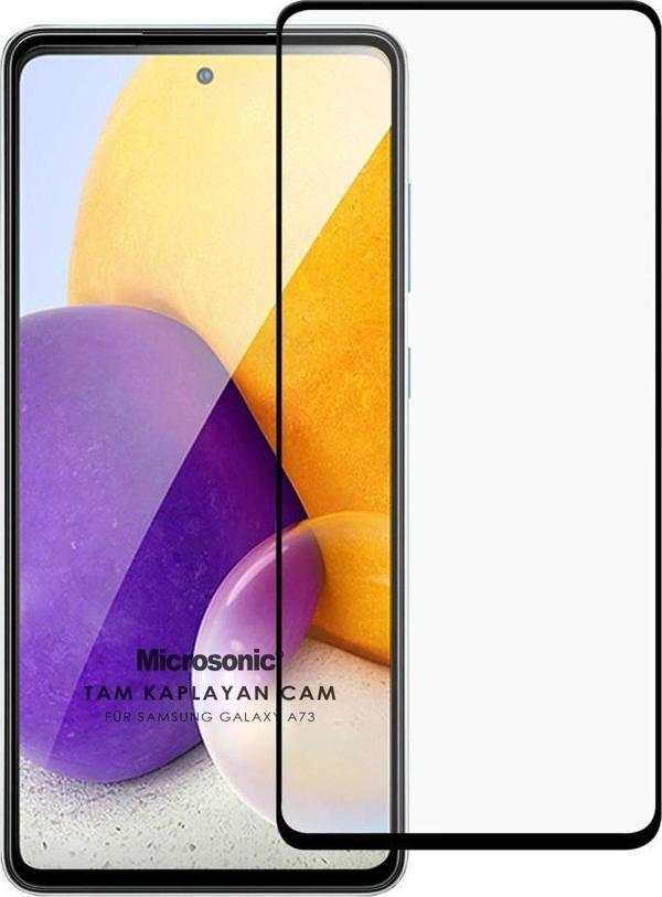 Microsonic Samsung Galaxy A73 5G Tam Kaplayan Temperli Cam Ekran Koruyucu Siyah - Image 1
