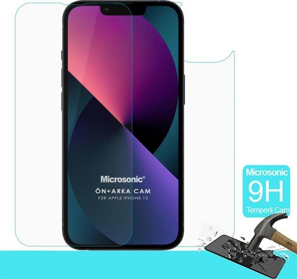 Microsonic Full Body Temperli Cam Ekran Koruyucu iPhone 13 Ön + Arka - Image 1