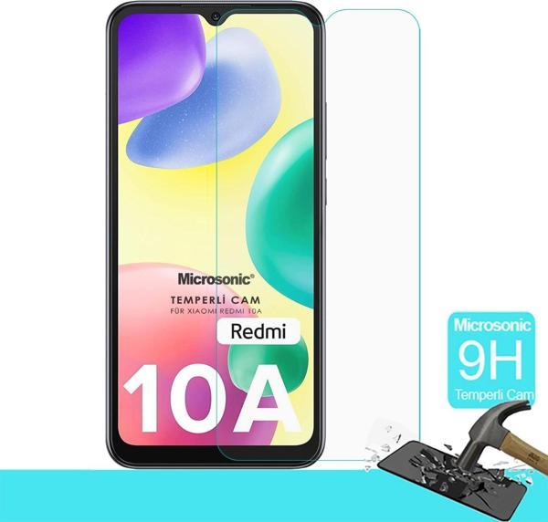 Microsonic Xiaomi Redmi 10A Tempered Glass Cam Ekran Koruyucu - Image 1