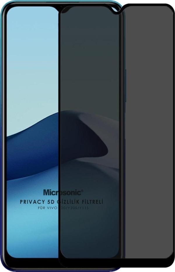 Microsonic Vivo Y20S Privacy 5D Gizlilik Filtreli Cam Ekran Koruyucu Siyah - Image 1