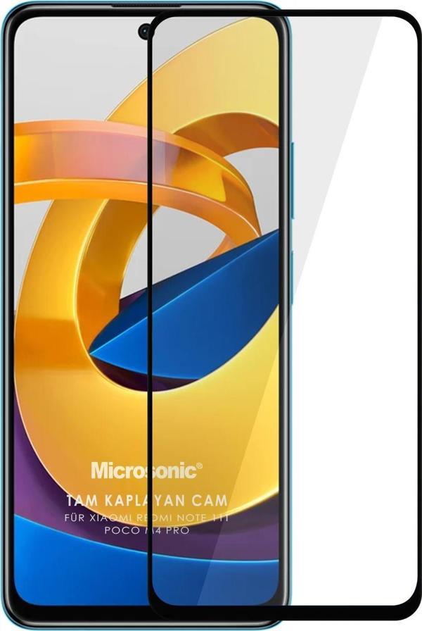 Microsonic Xiaomi Poco M4 Pro Tam Kaplayan Temperli Cam Ekran Koruyucu Siyah - Image 1