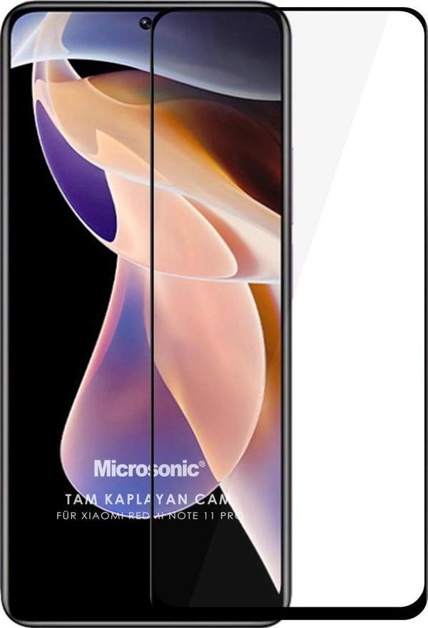 Microsonic Xiaomi Redmi Note 11 Pro 5G Tam Kaplayan Temperli Cam Ekran Koruyucu Siyah - Image 1