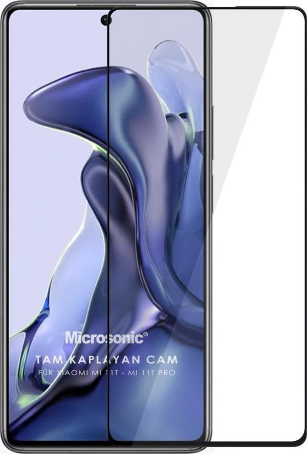 Microsonic Xiaomi Mi 11T Tam Kaplayan Temperli Cam Ekran Koruyucu Siyah - Image 1