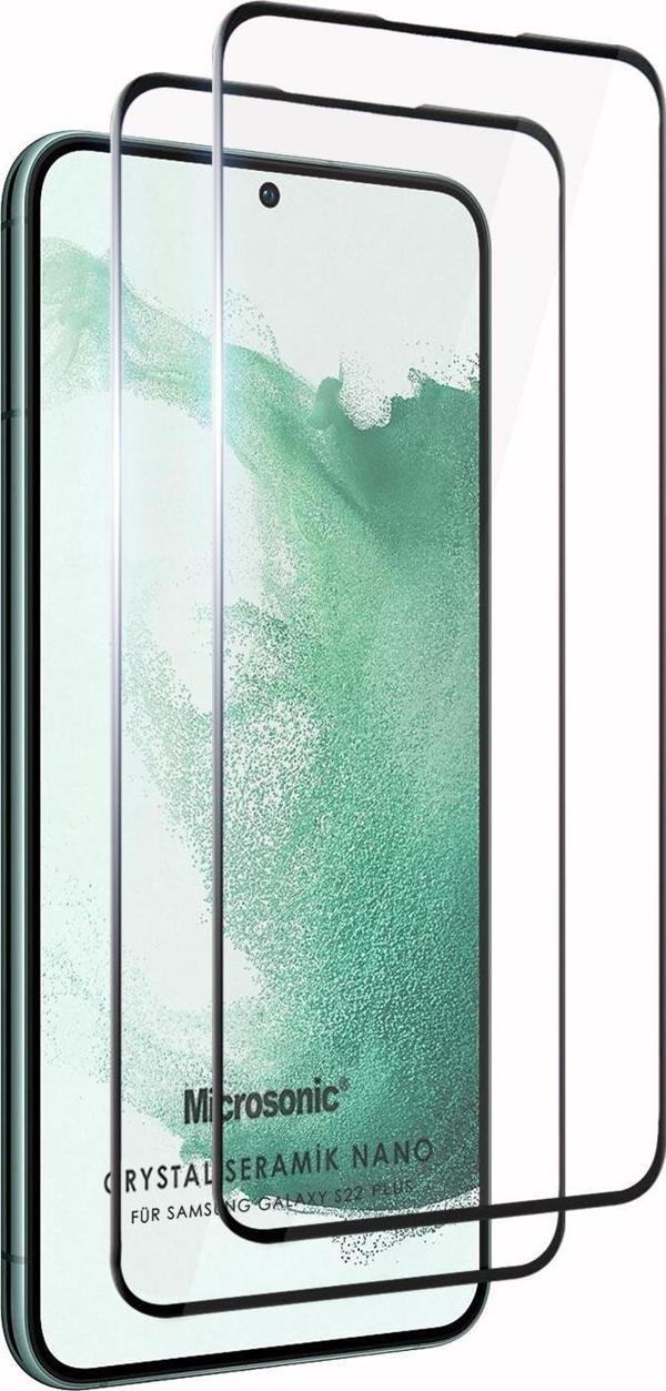 Microsonic Samsung Galaxy S22 Plus Crystal Seramik Nano Ekran Koruyucu Siyah (2 Adet) - Image 1
