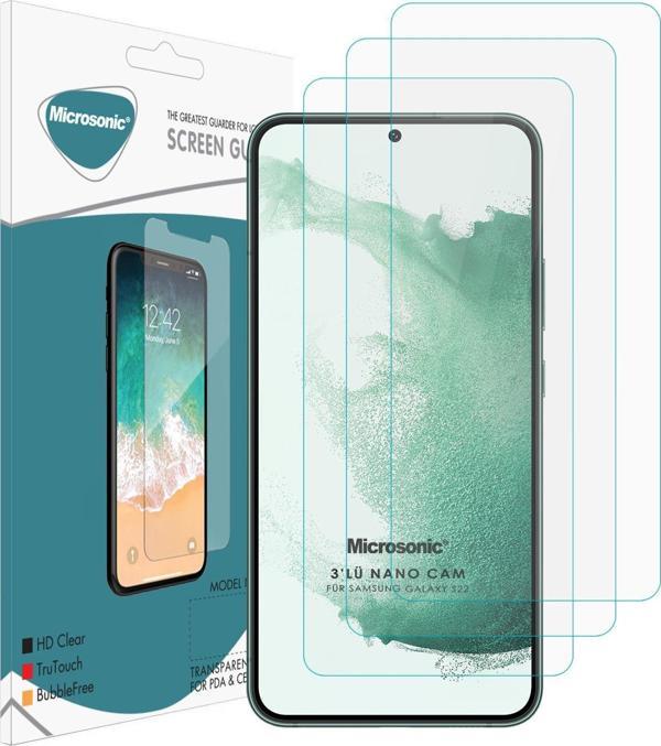 Microsonic Samsung Galaxy S22 Ekran Koruyucu Nano Cam (3`lü Paket) - Image 1