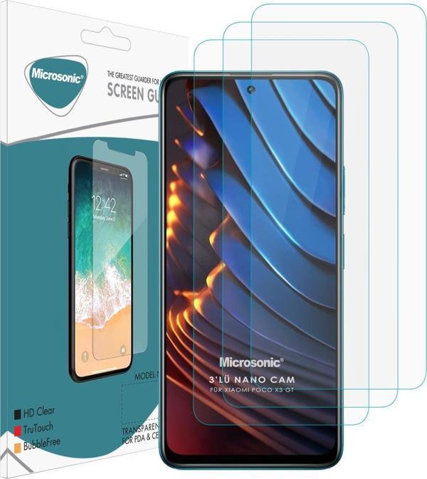 Microsonic Xiaomi Poco X3 GT Screen Protector Nano Glass Cam Ekran Koruyucu (3'lü Paket) - Image 1
